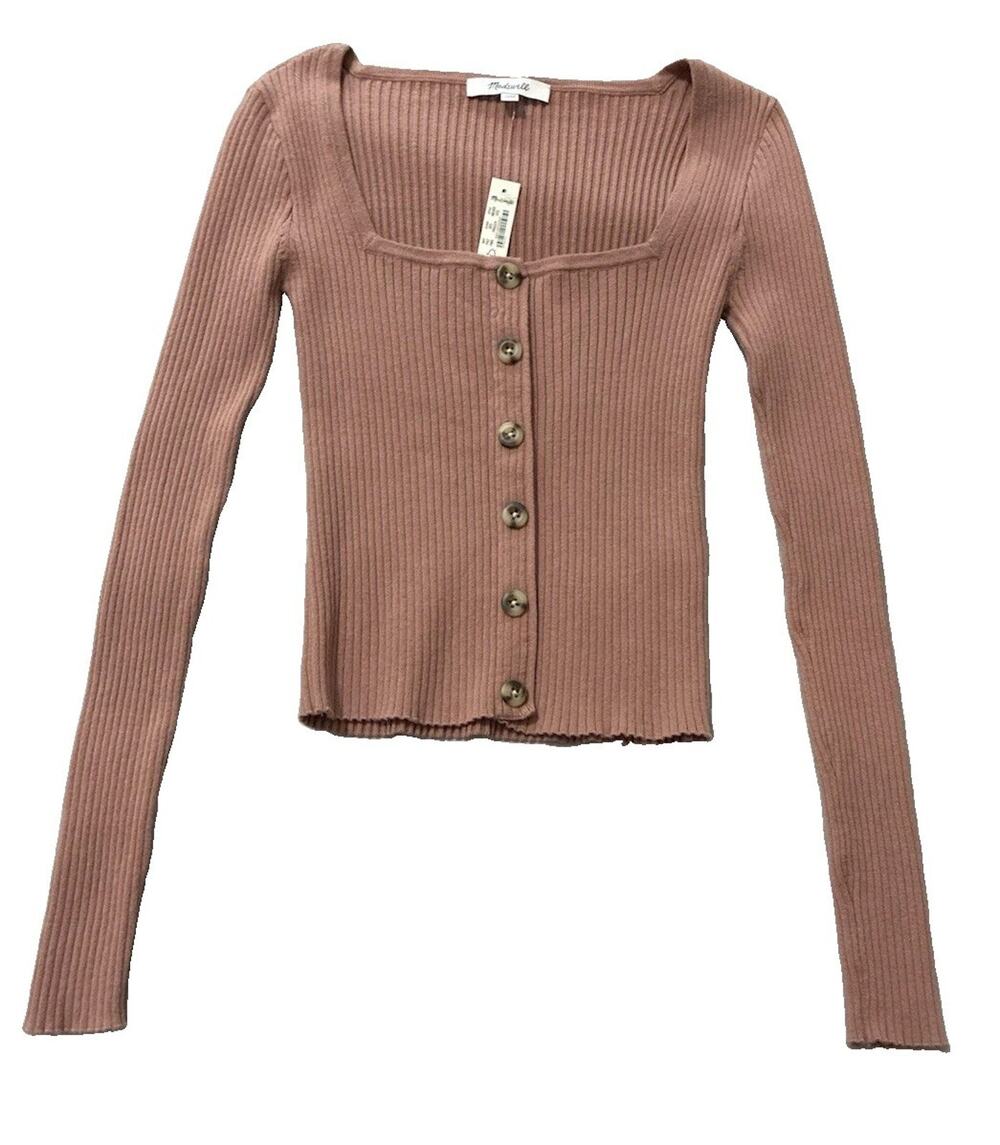 NWT Madewell Rosseau Square-Neck Crop Cardigan Size XXS